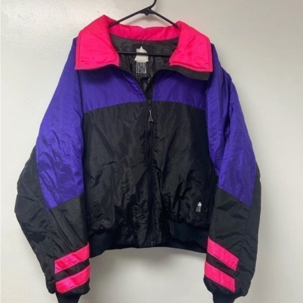 Vintage 80’s Alpine Design Neon Stripe  jacket